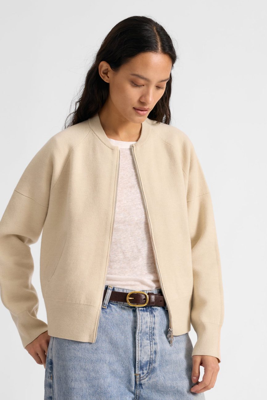 Cream Knitted Bomber