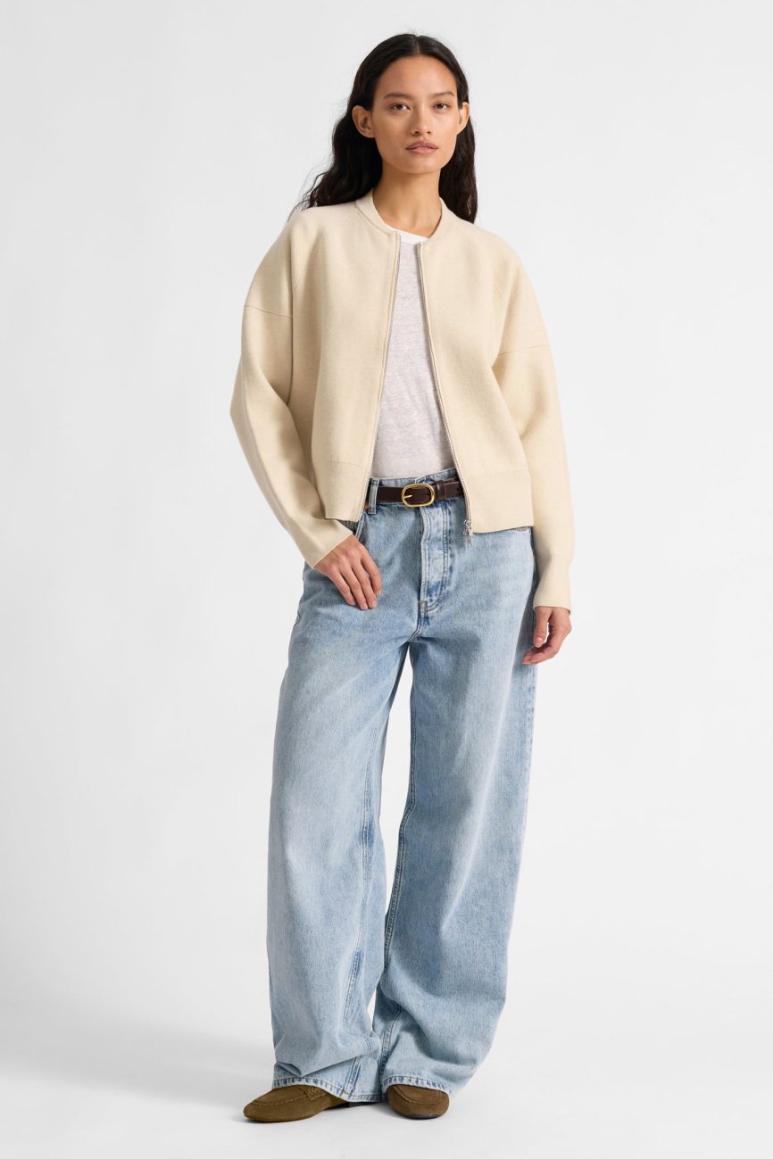 Cream Knitted Bomber