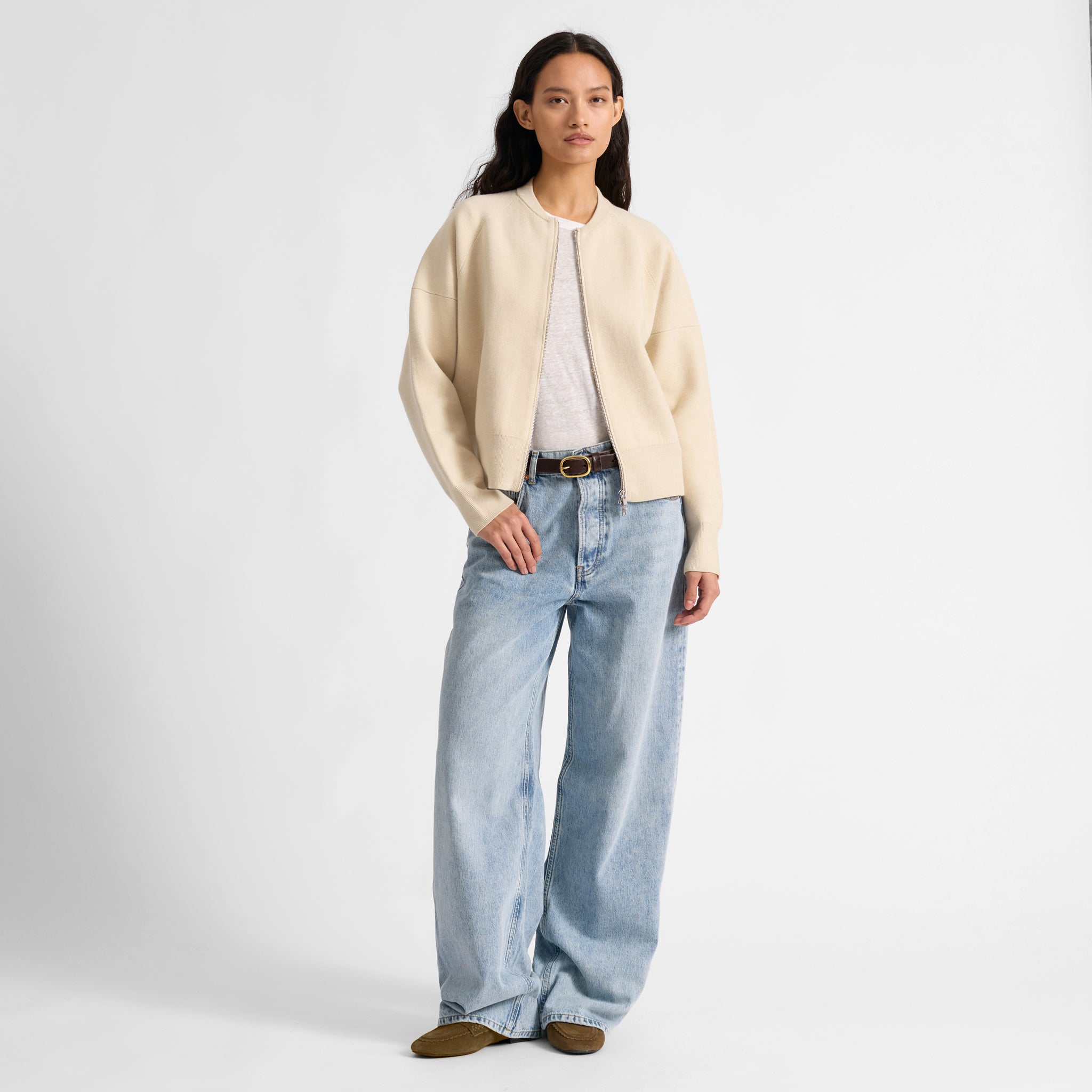 Cream Knitted Bomber