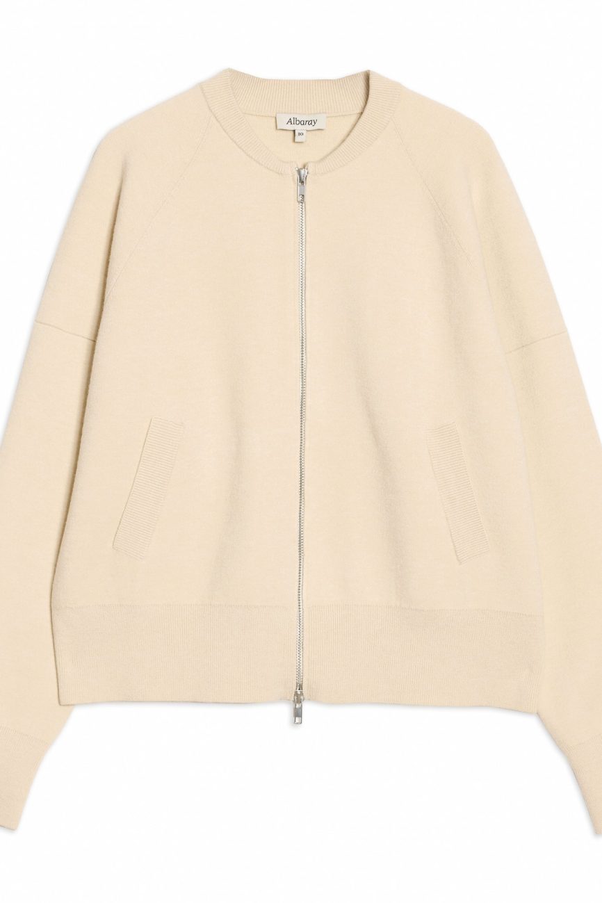Cream Knitted Bomber