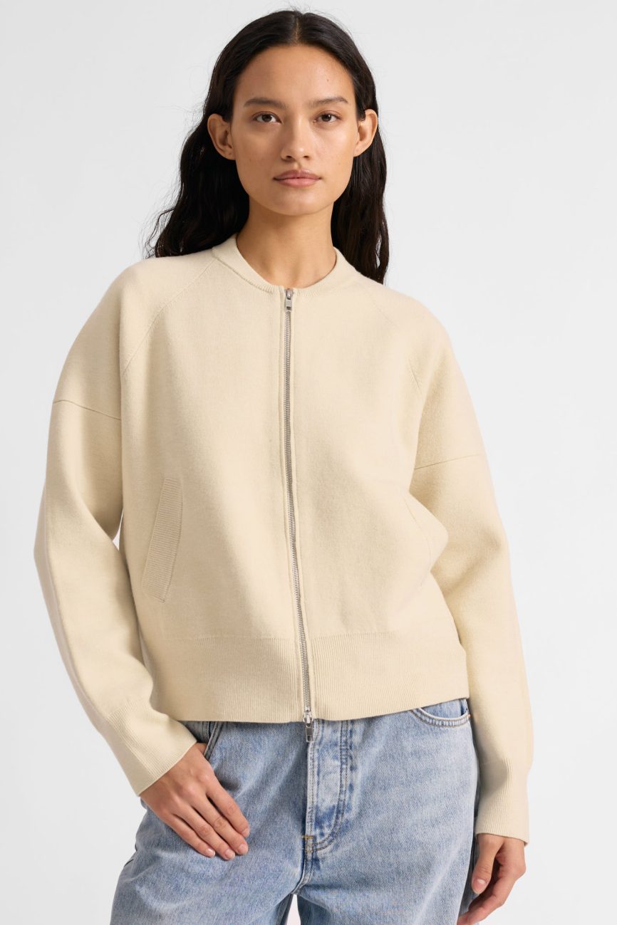 Cream Knitted Bomber