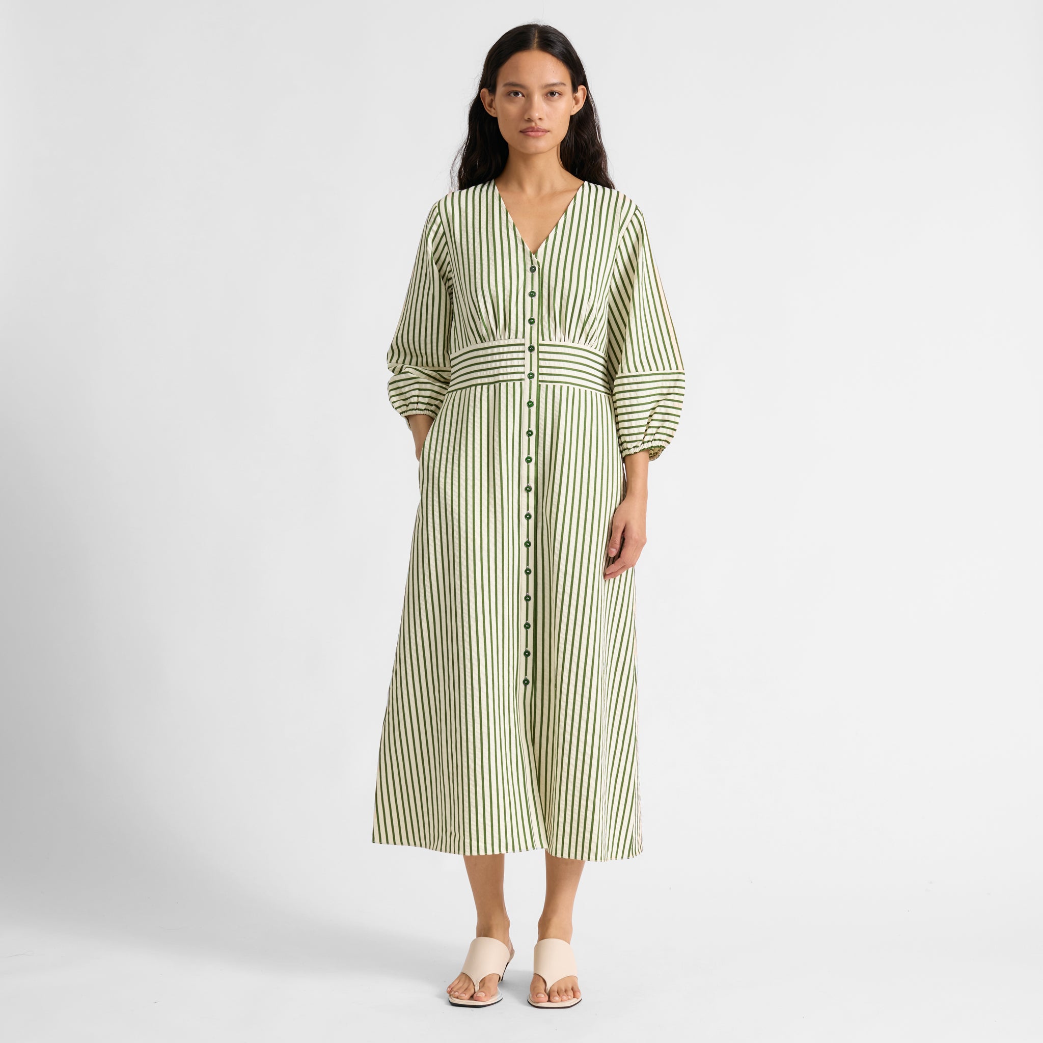 Green Stripe Shirtdress - Image 7