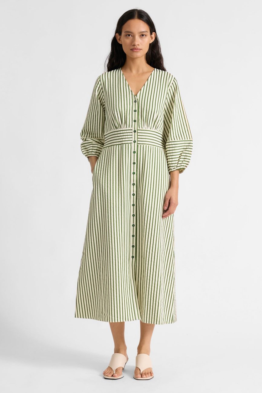 Green Stripe Shirtdress