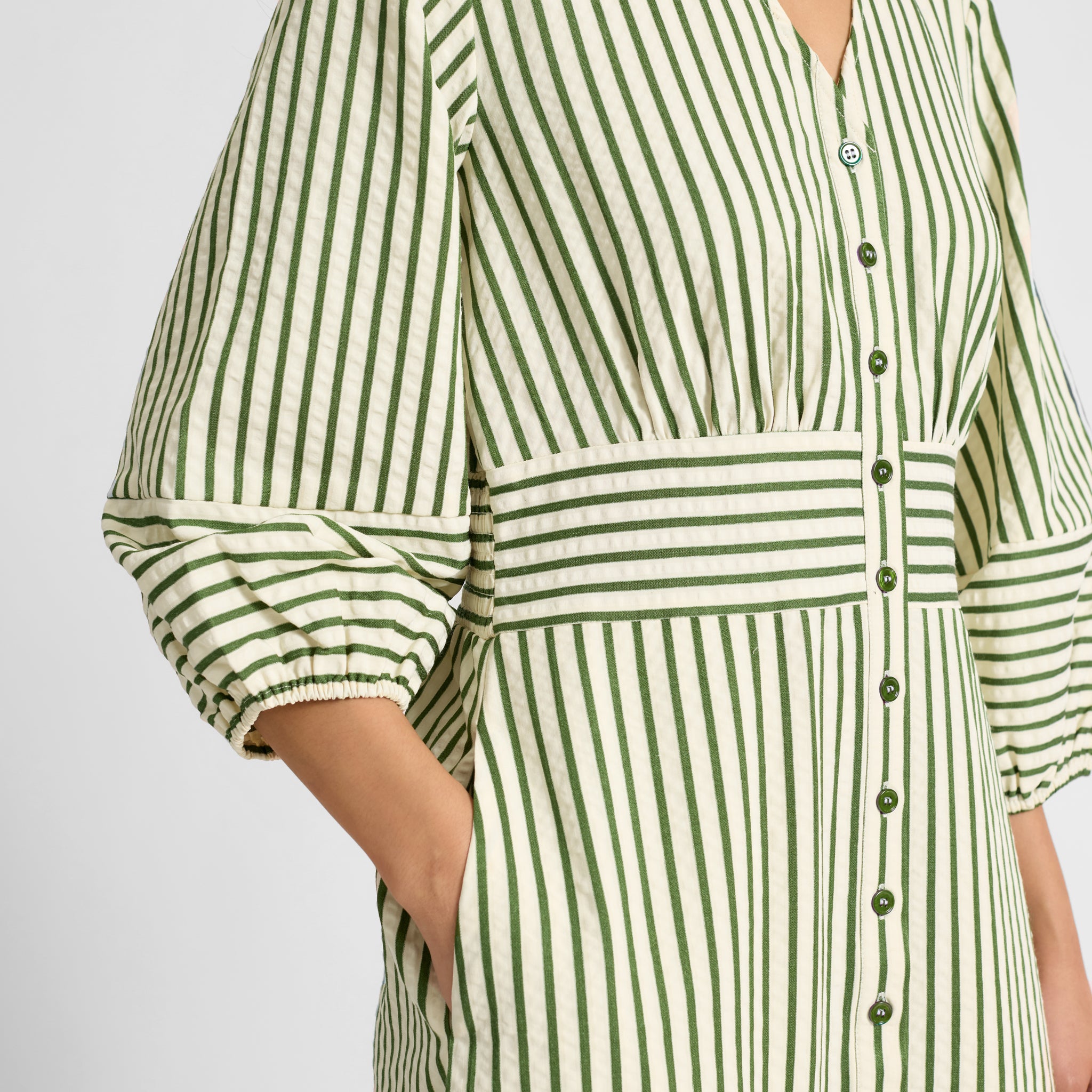 Green Stripe Shirtdress