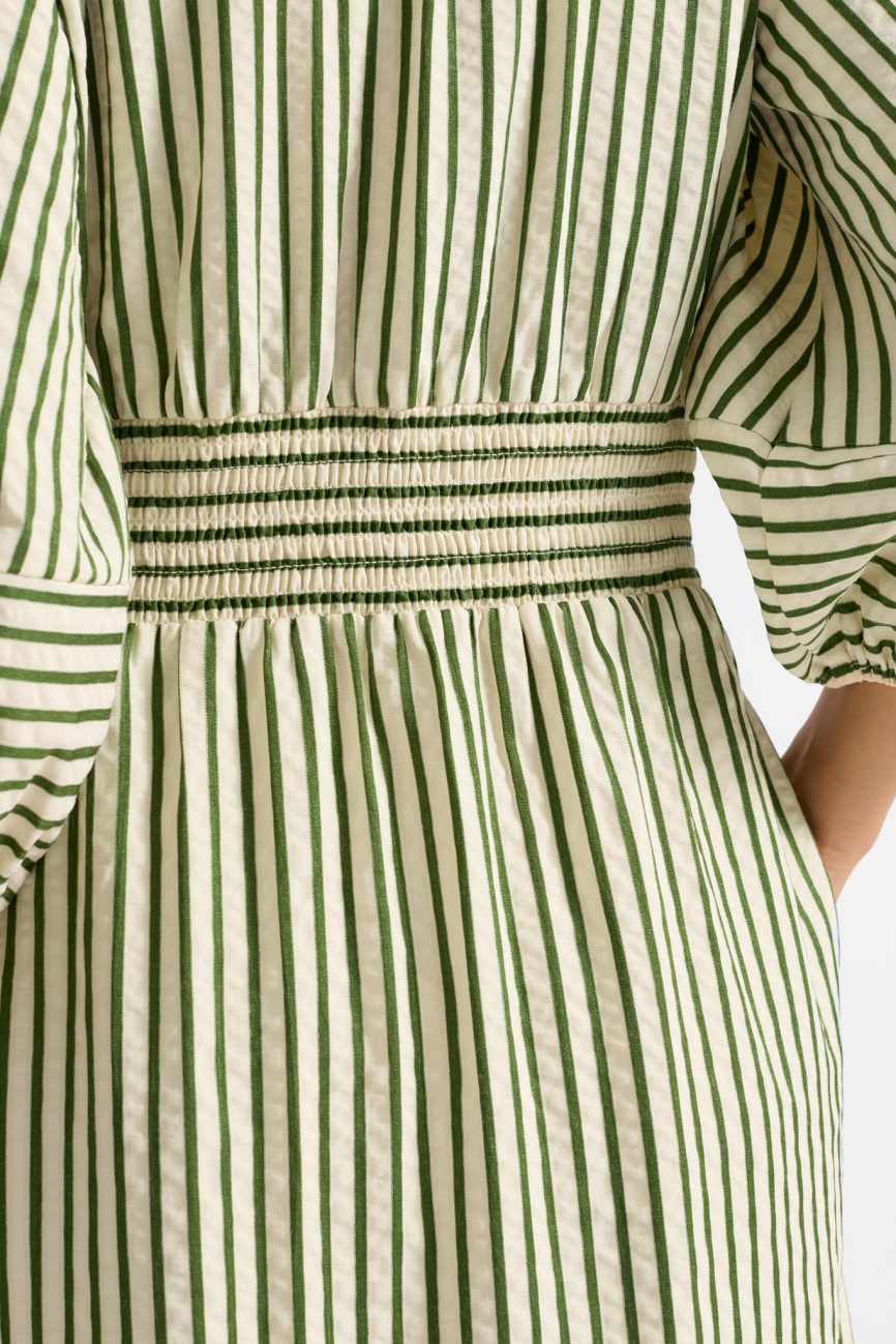 Green Stripe Shirtdress