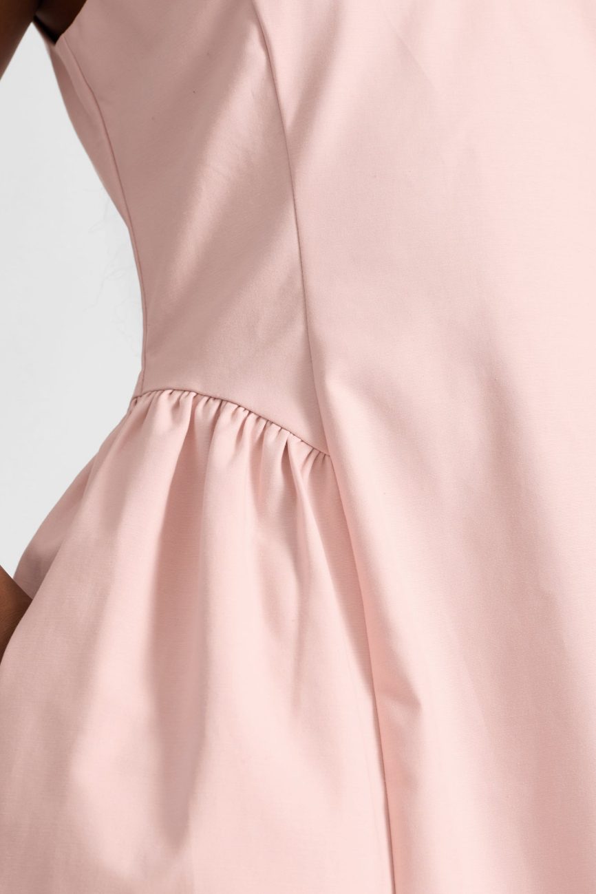 Cotton Sateen Gathered Side Dress