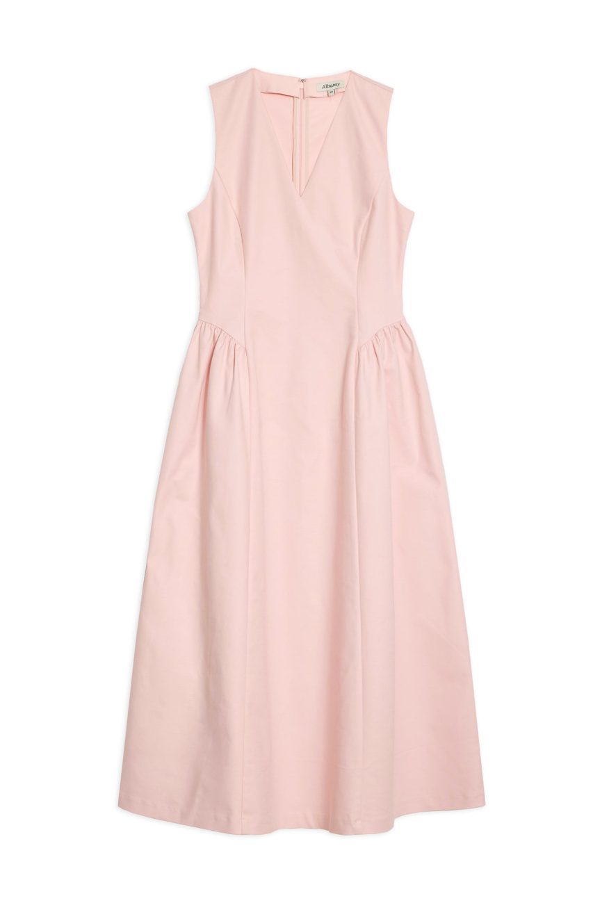 Cotton Sateen Gathered Side Dress