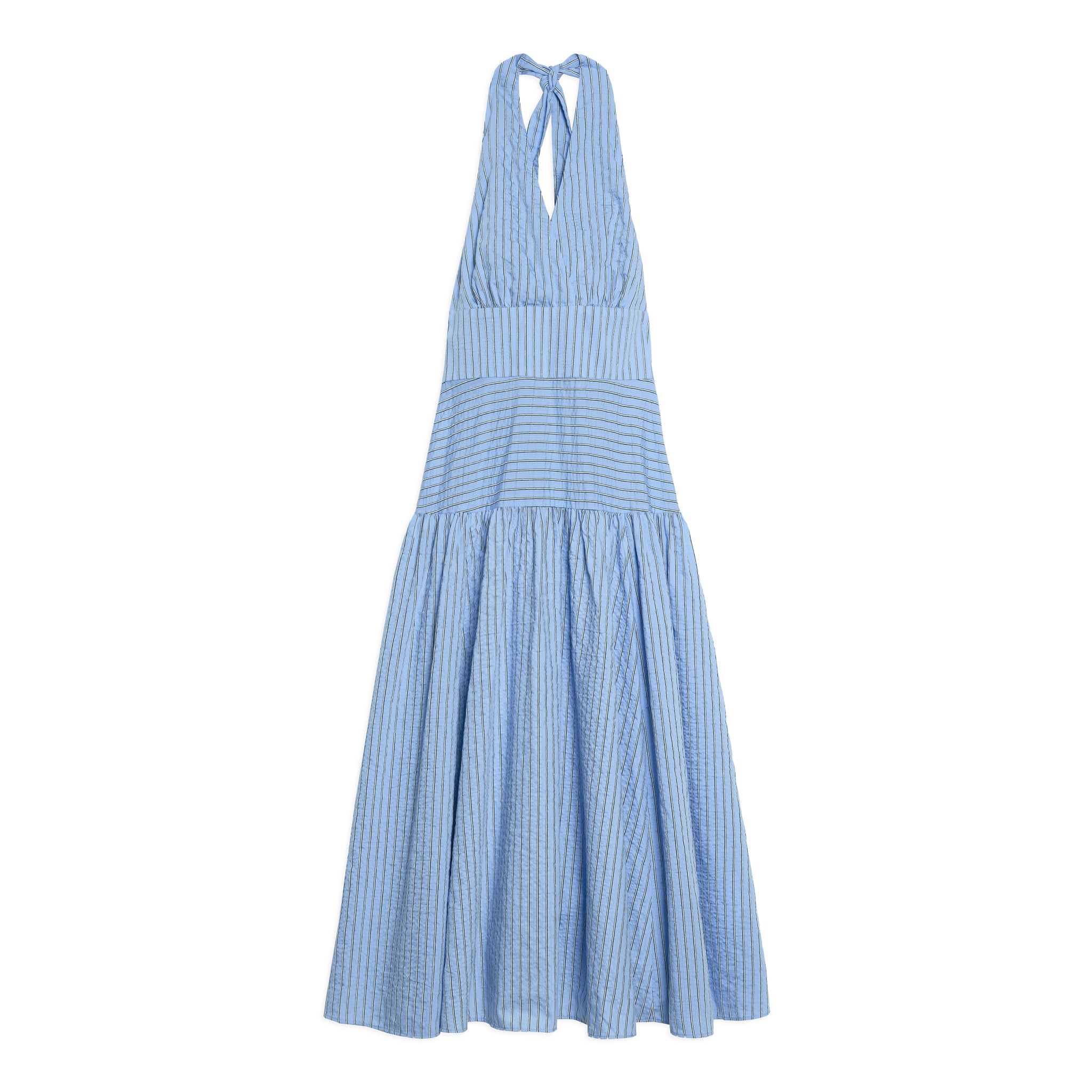 Blue Stripe Halter Neck Dress